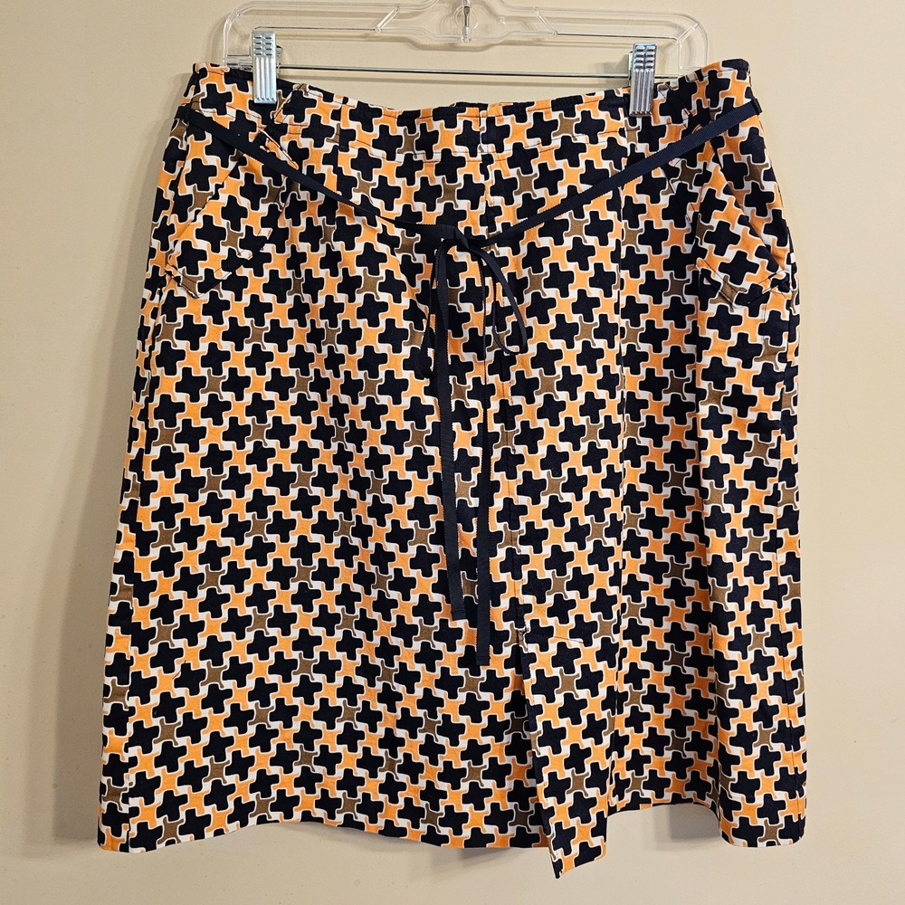 Talbots Woman Petites‎ Pencil Skirt Orange Blue Brown White Geometric Size 14W